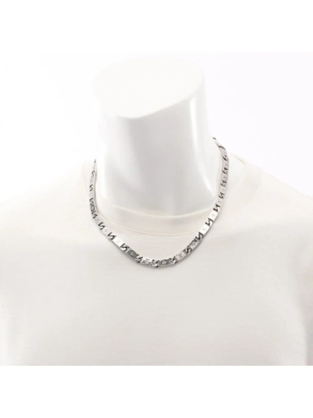 Louis Vuitton Necklace Monogram Tied Up Silver Stainless Steel